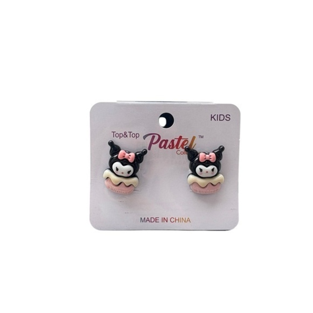 3/$25 Pastel Collection x Sanrio Girl's Pink & Black Kuromi Clip On Earrings